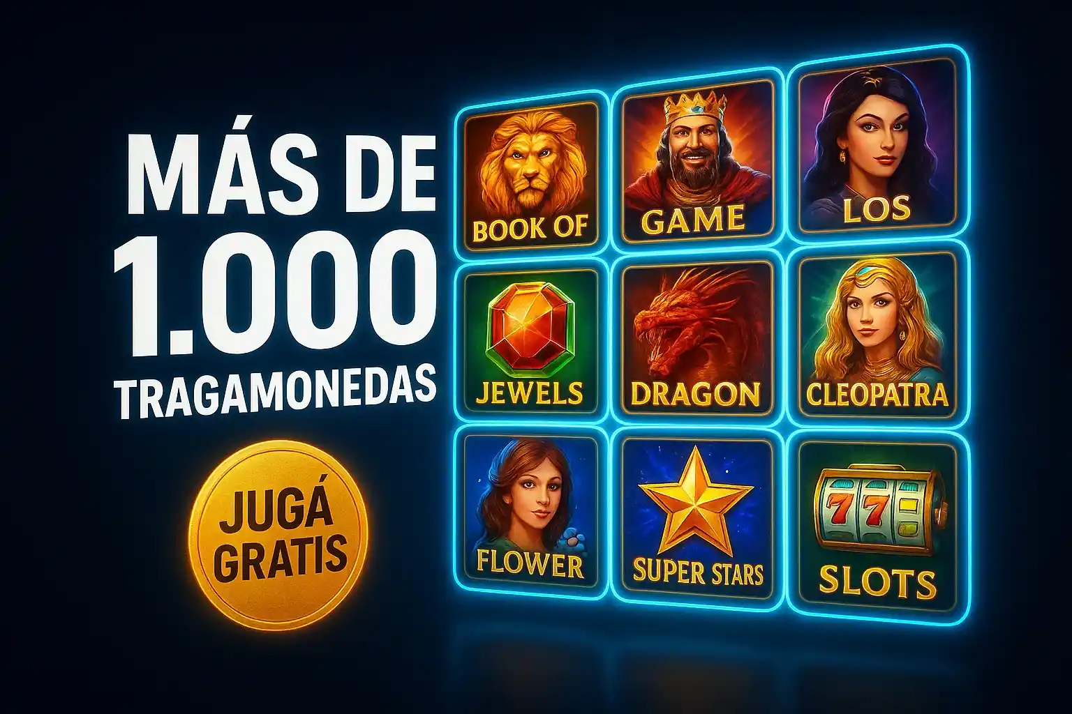Banner de casino con más de 1.000 tragamonedas y jugá gratis